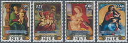 Niue: 1986, Christmas Complete Set Of Four With Different Paintings (Tizian, Raffael Etc.) And Silve - Niue