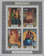 Niue: 1986, Christmas Miniature Sheet With Four Different Paintings (Tizian, Raffael Etc.) In A Lot - Niue