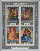 Niue: 1986, Christmas Miniature Sheet With Four Different Paintings (Tizian, Raffael Etc.) And Silve - Niue