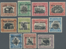 Nordborneo: 1918, Pictorial Definitives With Opt. 'RED CROSS TWO CENTS' Simplified Part Set Of 11 Fr - North Borneo (...-1963)