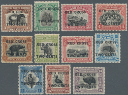 Nordborneo: 1918, Pictorial Definitives With Opt. 'RED CROSS TWO CENTS' Simplified Part Set Of 11 Fr - Borneo Septentrional (...-1963)