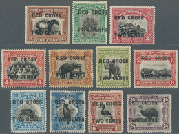 Nordborneo: 1918, Pictorial Definitives With Opt. 'RED CROSS TWO CENTS' Simplified Part Set Of 11 Fr - Noord Borneo (...-1963)