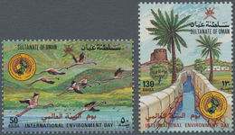 Oman: 1987, International Environment Day Set Of Two 50b. ‚Flamingos‘ And 130b. ‚Irrigation Channel‘ - Oman