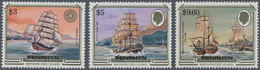 Penrhyn: 1984, Ship Definitives The Three Key Values $3 ’Mermerus‘, $5 ‚Cutty Sark‘ And $9.60 ‚Resol - Penrhyn