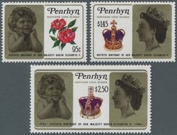 Penrhyn: 1986, 60th Birthday Of QEII Complete Set Of Three In A Lot With About 500 Sets In Part Or C - Penrhyn