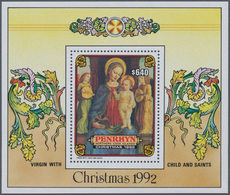 Penrhyn: 1992, Christmas Miniature Sheet With Painting ‚Virgin And Child And Saints‘ (from Ambrogio - Penrhyn