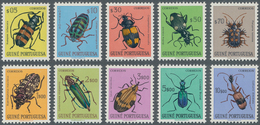 Portugiesisch-Guinea: 1953, Beetles And Bugs Complete Set Of Ten In A Lot With 50 Sets In Larger Blo - Guinea Portuguesa