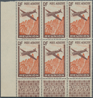 Reunion: 1938, Airmail Issue ‚airplane Over Mountains‘ (6.65fr.) Brown/red With MISSING DENOMINATION - Usados