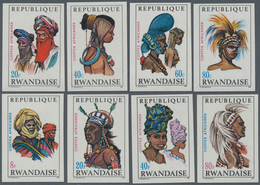 Ruanda: 1969, African Hairstyles And Headgears Complete IMPERFORATE Set Of Eight From 20c. To 80fr. - Otros & Sin Clasificación