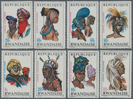Ruanda: 1969, African Hairstyles And Headgears Complete Set Of Eight From 20c. To 80fr. In A Lot Wit - Other & Unclassified