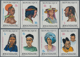 Ruanda: 1971, African Hairstyles And Headgears Complete IMPERFORATE Set Of Eight From 20c. To 50fr. - Other & Unclassified