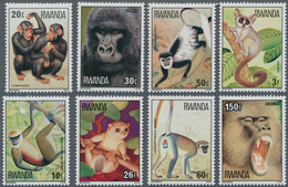 Ruanda: 1978, MONKEYS Complete Set Of Eight From 20c. To 150fr. (chimpanzee, Gorilla, Baboon Etc.) I - Other & Unclassified