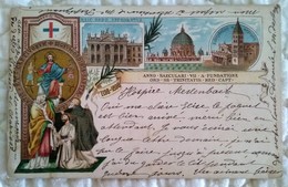 Delcampe - CPA Gruss VATICAN . 1198 -1898 . ANNO . SAECULARI . VII . A . FUNDATIONE ORD SS TRINITAS. RED. CAPT + Oblitération Train - Vatikanstadt
