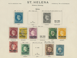 St. Helena: 1856-90, Sammlung Mit Insgesamt 10 Werten, Dabei Ein Kab.Stück Der Mi.Nr. 1 Ungebraucht - Sainte-Hélène