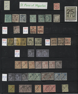 St. Pierre Und Miquelon: 1870/1904, Collection On Stockpages From A 1870 Lettersheet Bearing 10c. Ea - Autres & Non Classés