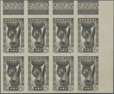 Senegal: 1938, Native Woman 1.75fr. IMPERFORATE ESSAY In Black In A Lot With 38 Stamps In Larger Blo - Other & Unclassified