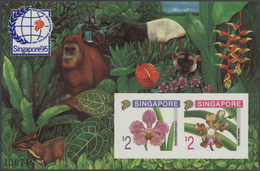 Singapur: 1995, Stamp Exhibition SINGAPORE '95 ("Orchids"), IMPERFORATE Souvenir Sheet, Lot Of 100 P - Singapore (...-1959)