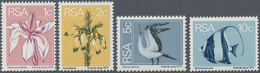 Südafrika: 1974, Definitive Issue Coil Stamps 1c. And 2c. Flowers, 5c. Bird And 10c. Fish Complete S - Usados