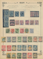 Thailand: 1883/1926, Collection On Six Old Album Pages, With Many Surcharged Issues. - Thaïlande