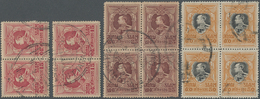 Thailand: 1921/24, King Vajiravudh, 11 Values In Blocks Of Four, Used. 15 S In Two Pairs (separated) - Thaïlande