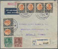 Thailand: 1937-49, Six Airmail Covers To Europe Including Three To Germany (one Registered), Two To - Thailand