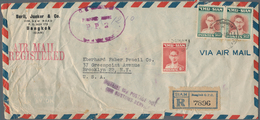 Thailand: 1937-66 Four Covers To The U.S.A. Including 1950 Registered And Censored Cover Franked By - Thaïlande