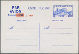 Tunesien: 1936/70 Accumulation With About 47 Postal Stationery Cards With Revaluation And Used And U - Cartas & Documentos