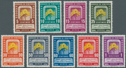 Venezuela: 1950, Forestry Week Complete Set Of Nine Showing Tree ‚Tabebuia Chrysantha‘ In A Lot With - Venezuela