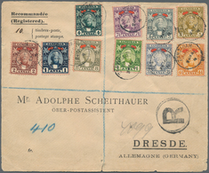 Zanzibar: 1896, Sultan Hamid ½ A To 5 Rupees (Mi. 25-39), Complete Set On Six Registered-letters All - Zanzibar (...-1963)