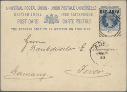 Zanzibar - Ganzsachen: 1893-96: Collection Of 12 Postal Stationeries Including 1893 Used Indian P/s - Zanzibar (...-1963)