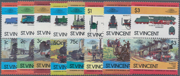 Thematik: Eisenbahn / Railway: 1984, ST. VINCENT: Locomotives Complete Set In Eight Se-tenant Pairs - Treni