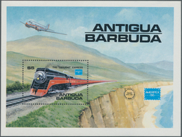 Thematik: Eisenbahn / Railway: 1986, ANTIGUA & BARBUDA: Ameripex Stamp Exhibition Miniature Sheet Wi - Treni