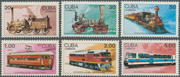 Thematik: Eisenbahn / Railway: 1988, CUBA: History Of Railway Complete Set Of Six From Old Steam Loc - Treni