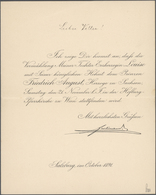 Thematik: Königtum, Adel / Royalty, Nobility: 1880/1900 (ca): ROYAL Correspondence Of Queen Maria Cr - Royalties, Royals