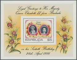 Thematik: Königtum, Adel / Royalty, Nobility: 1986, BARBUDA: 60th Birthday Of QEII Miniature Sheet $ - Royalties, Royals