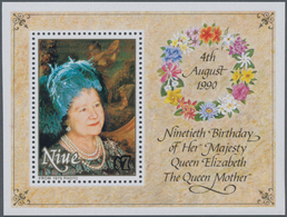 Thematik: Königtum, Adel / Royalty, Nobility: 1990, NIUE: 90th Birthday Of Queen Mum Miniature Sheet - Royalties, Royals