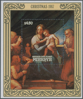 Thematik: Malerei, Maler / Painting, Painters: 1987, PENRHYN: Christmas Miniature Sheet With Paintin - Sonstige & Ohne Zuordnung