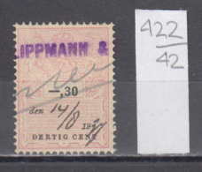 42K422 / 1937 - 30 DERTIC CENT  Je Maintiendrai , Revenue Fiscaux Steuermarken , Netherlands Nederland Pays-Bas - Fiscales