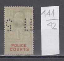 42K441 / POLICE COURTS 1 S.  , Perfin Perfores Perforiert , Revenue Fiscaux , Great Britain Grande-Bretagne - Perfins