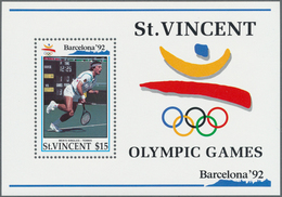 Thematik: Sport-Tennis / Sport-tennis: 1992, ST. VINCENT: Summer Olympics Barcelona Miniature Sheet - Tennis