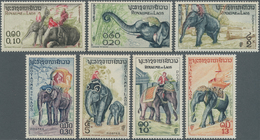 Thematik: Tiere-Elefanten / Animals Elephants: 1958, LAOS: Elephant Definitives Complete Set Of Seve - Elefanti