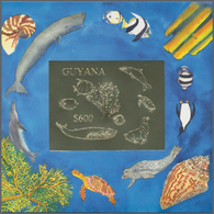 Thematik: Tiere-Meerestiere / Animals-sea Animals: 1993, Guyana. Lot Of 100 GOLD Souvenir Sheets And - Marine Life
