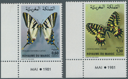 Thematik: Tiere-Schmetterlinge / Animals-butterflies: 1981, MOROCCO: Butterflies Set Of Two 0.60dh. - Farfalle