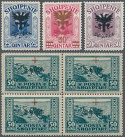 Albanien: 1914/1930 (ca.), Small Lot With Five Unused Stat. Postcards, One Airmail Cover And Some Op - Albanie