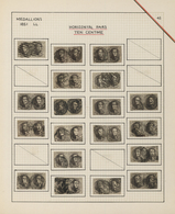 Belgien: 1851/1854, 10c. Brown, Group Of 19 Used Horiz. Pairs, Fresh Colour, Cut Into To Full Margin - Verzamelingen
