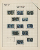 Belgien: 1851/1854, 10c. Brown And 20c. Blue, Study Of 36 Used Pairs (horiz. And Vertical), Fresh Co - Sammlungen