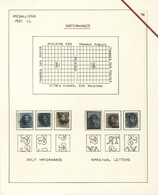 Belgien: 1851/1854, 10c. Brown (4) And 20c. Blue (12), Particularities Of Watermark, Study Of 16 Use - Collections