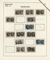 Belgien: 1851/1854, Group Of 27 Used (mainly Horiz.) Pairs, 10c. (24), 20c. (2), 40c. (1), Cut Into - Sammlungen