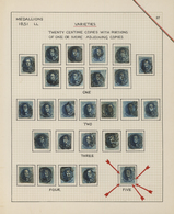 Belgien: 1851/1854, 20c. Blue, Group Of 27 Used Copies With Parts Of 1-2-3-4-5 Adjoining Stamps, Oth - Sammlungen