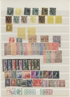 Belgien: 1880/1980 (ca.), Miscellaneous Assortment On Stockpages, Incl. Early Essays/proofs, Nice Se - Collections